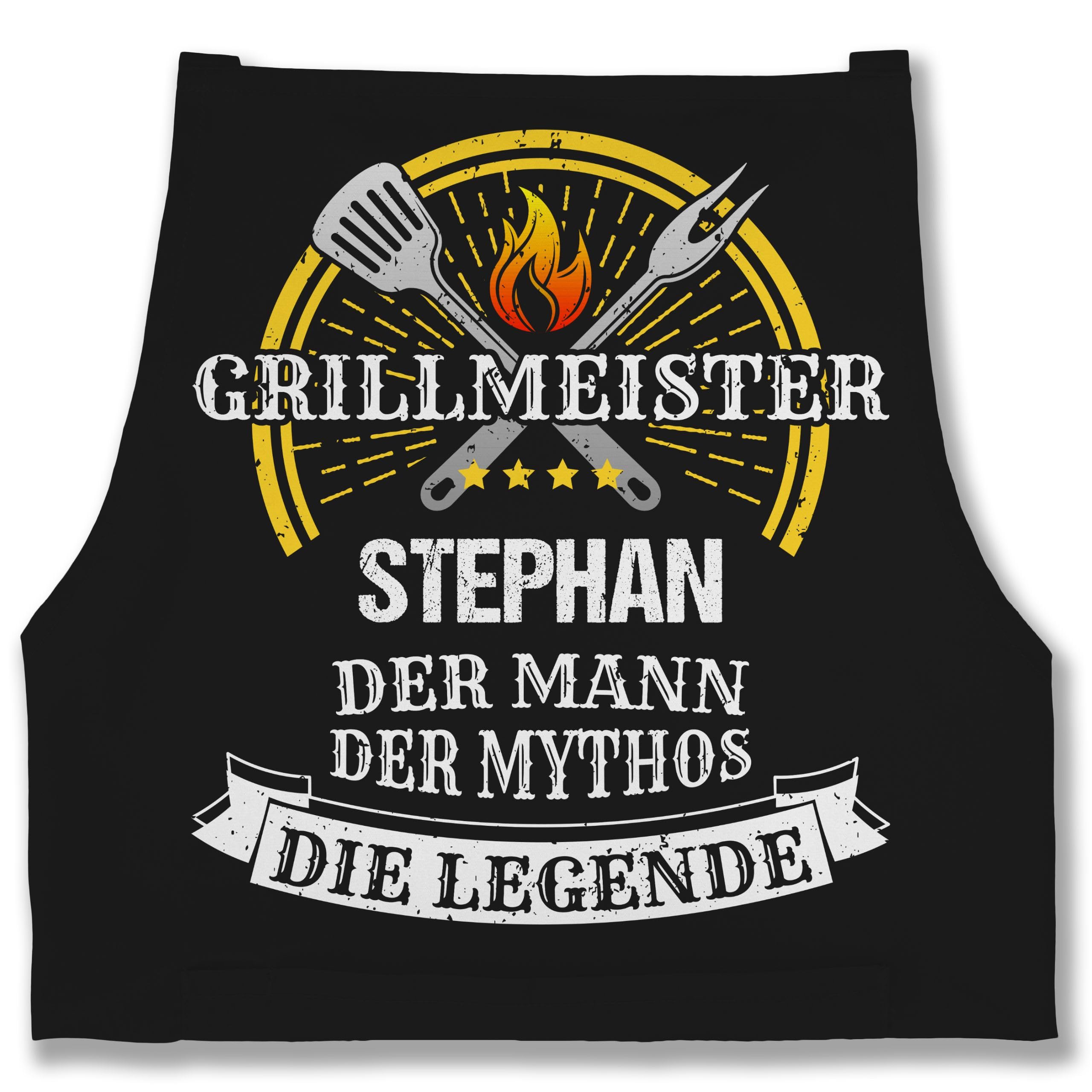 Geschenk mit Namen personalisiert by Shirtracer - Schürze - Grillschürze Herren Männer - Grillmeister Mythos Die Legende mit Name I Vatertag I Geburtstag I Lustig Geschenk Witzig Grillen