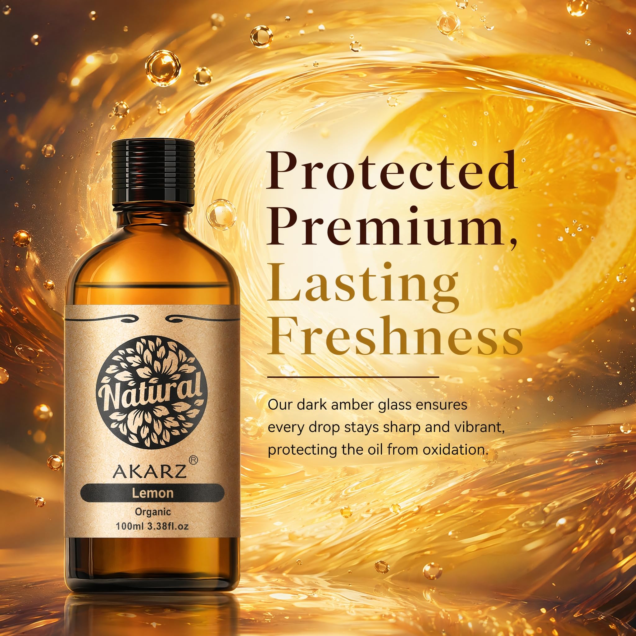 AKARZ 100ml Olejek esencjny z Cytryny - Naturalny olejek aromatyczny do dyfuzorów, lamp aromatycznych i aromatów pomieszczeń