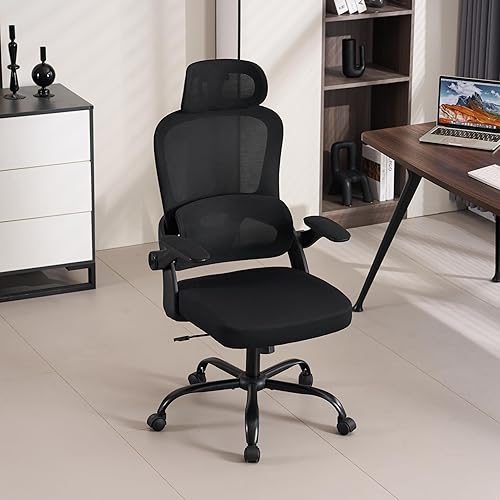 Silla de oficina ergonómica, silla de escritorio para computadora con malla de respaldo alto y soporte lumbar ajustable, sillas giratorias de