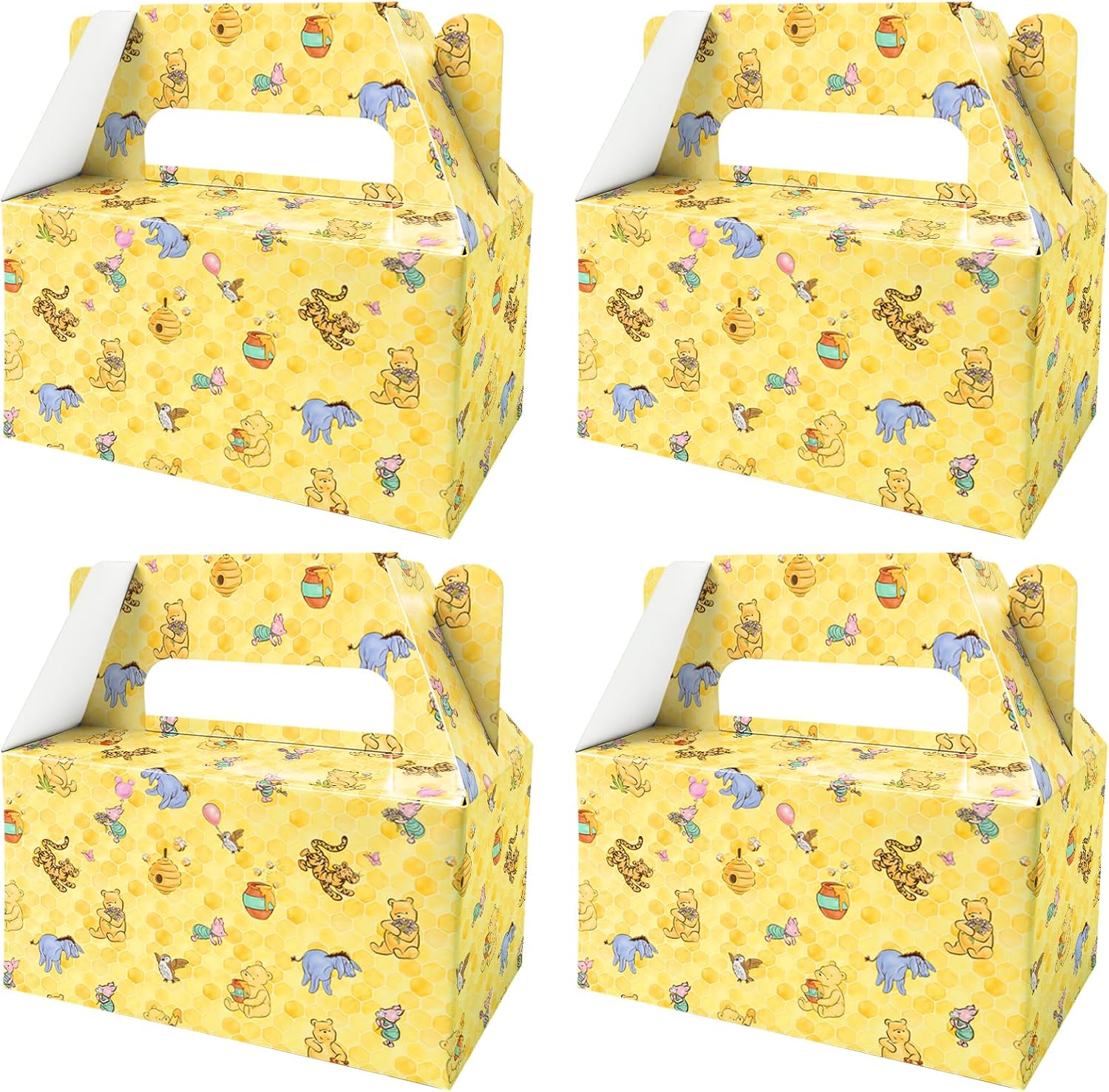 12 Pack Classic Honey Winnie Party Favor Boxes, Honeycomb Treat Boxes