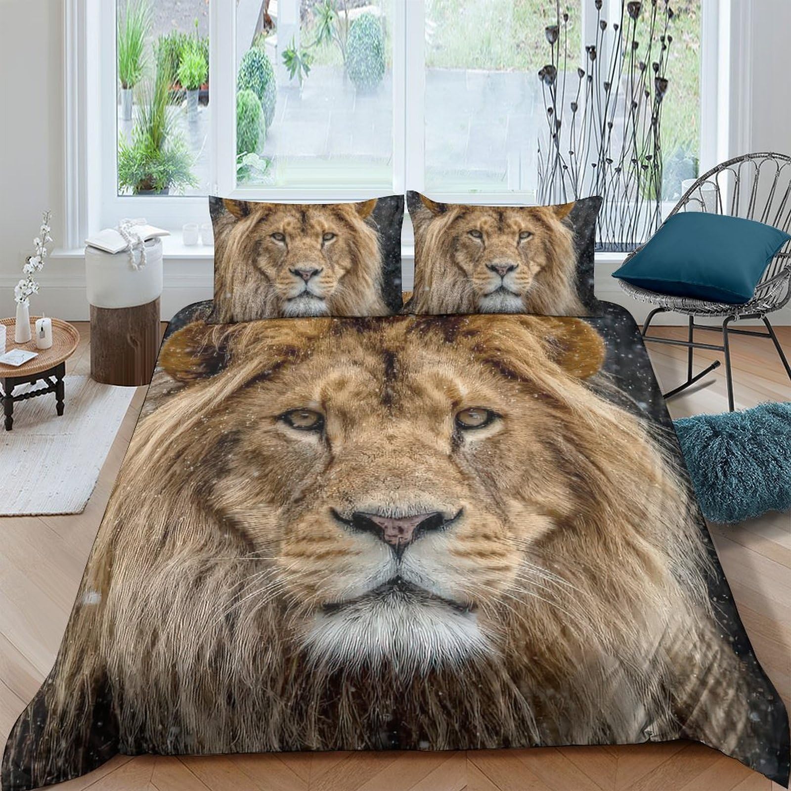 Ctjqhvkz Style-10 3D Printed Lion Face Fitted Sheet Microfiber Soft Anti-Slip Bed Cover For Bedroom Dorm Decorative Mattress Protector Single（135X200cm）
