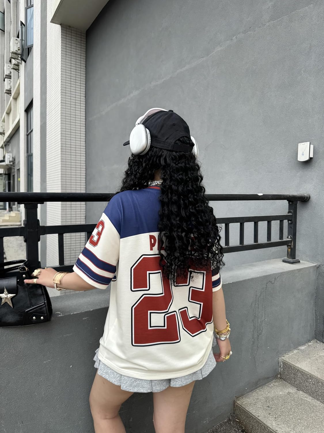 Women’s Jersey Shirts Y2k Graphic Number Oversized T Shirt Short Sleeve V Neck Casual Tees Streetwear Vintage Summer Top - Image 7