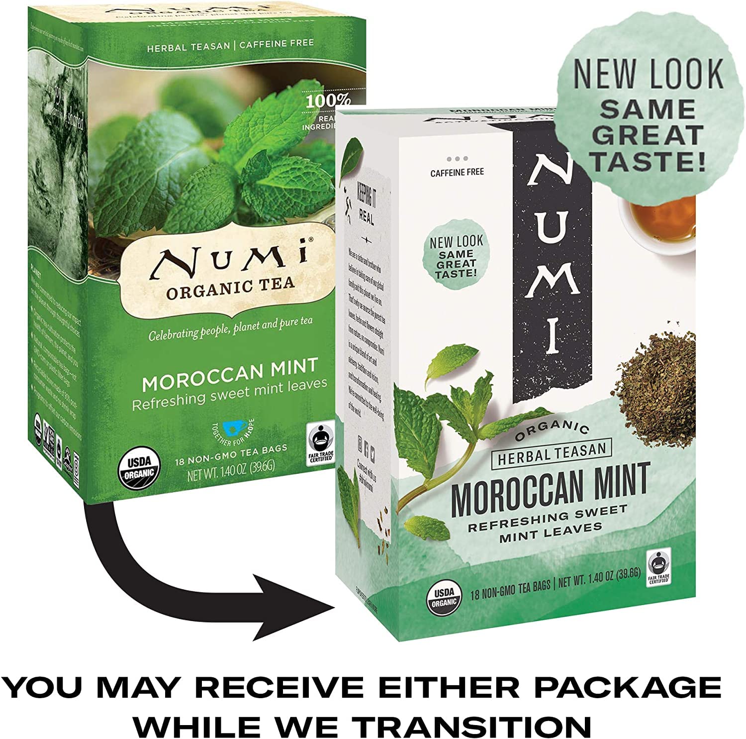 Numi Tea Moroccan Mint Herbal Tea (3x18 bag)