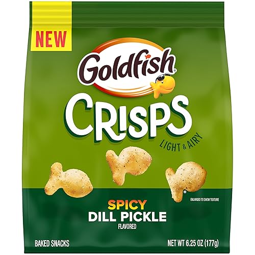 Goldfish Crisps Spicy Dill Pickle Flavored Baked Chip Crackers, 6.25 Oz Bag - Spicy Dill Pickle Flavored - 6.25 Ounce (Pack of 1)