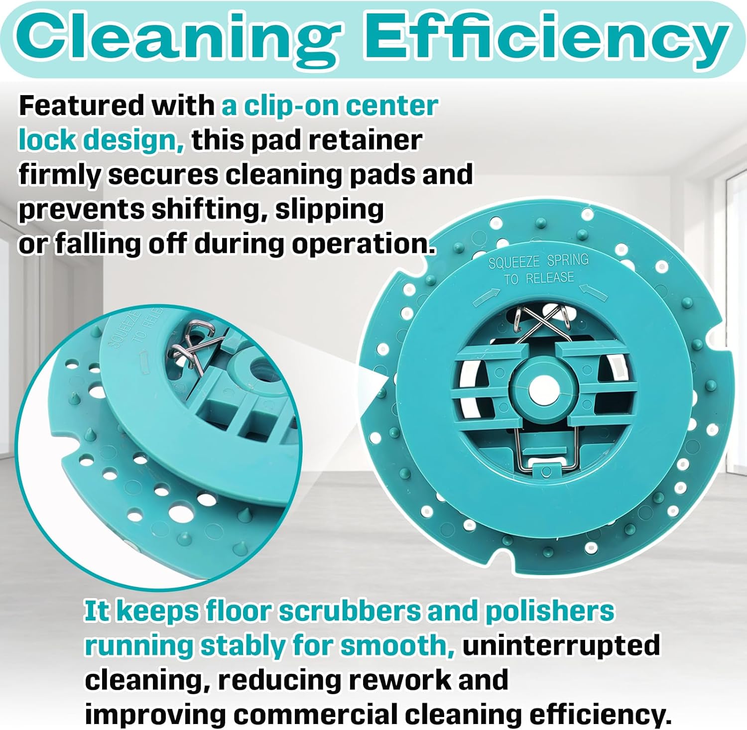 370095 Pad Retainer丨Heavy-Duty Floor Scrubber Accessory for Tennant & Nobles丨Clip-On Centering Holder Fits T5, 5680, 5700, 7100, 7200, 8300 Cleaning Machines
