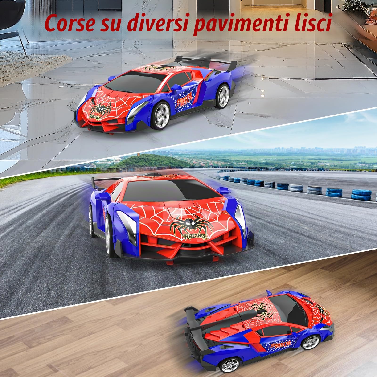 Mieryd Macchina Telecomandata Robot, Spider Auto Radiocomandata Trasformabile Giochi Bambini Bimbi 3 4 5 6 7 8 9 Anni, 1:18 Macchinina RC Car Elettrica Giocattolo Gioco Regalo Compleanno Natale