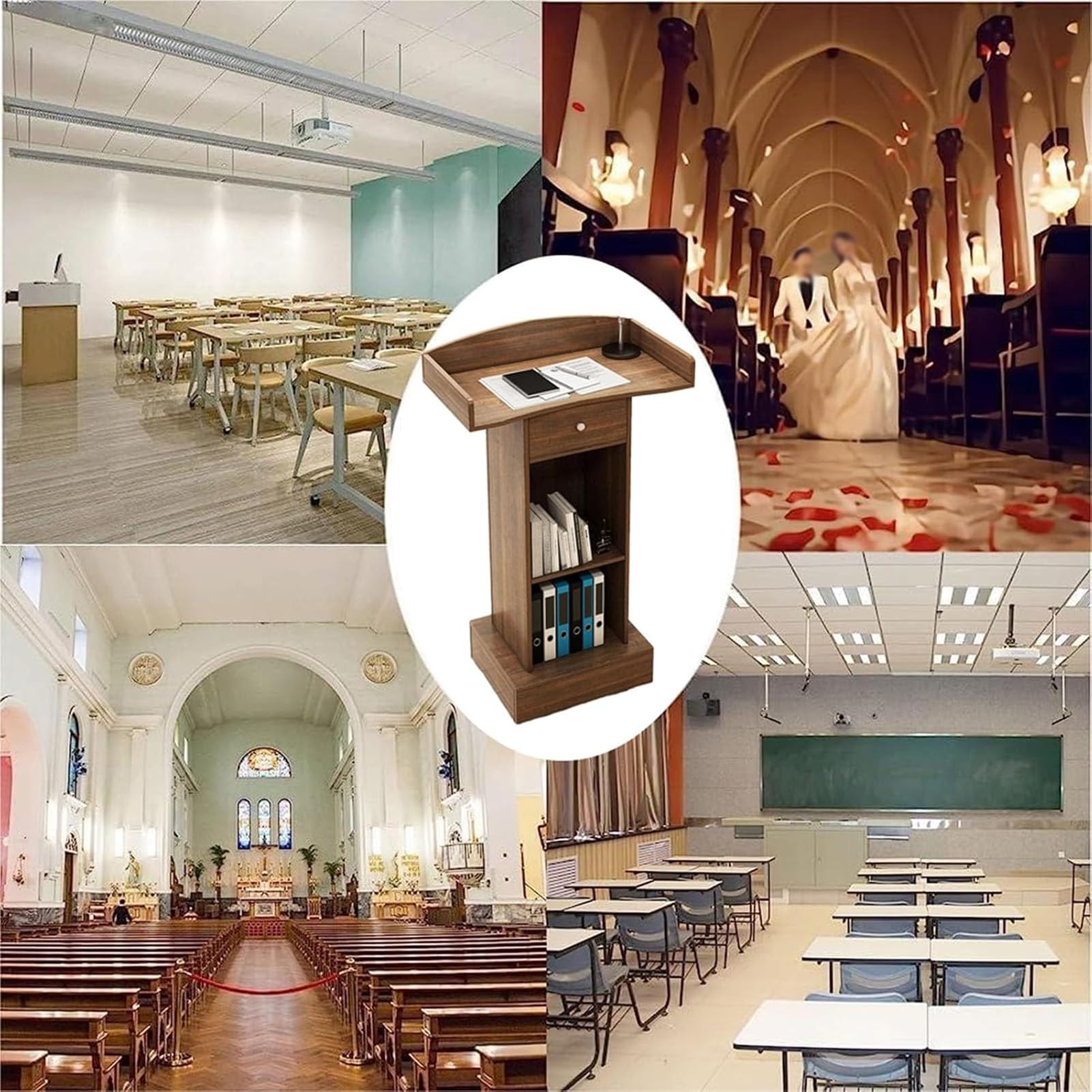 Drewniany stojak na podłogę, podium, stojące kazalnica,Oak