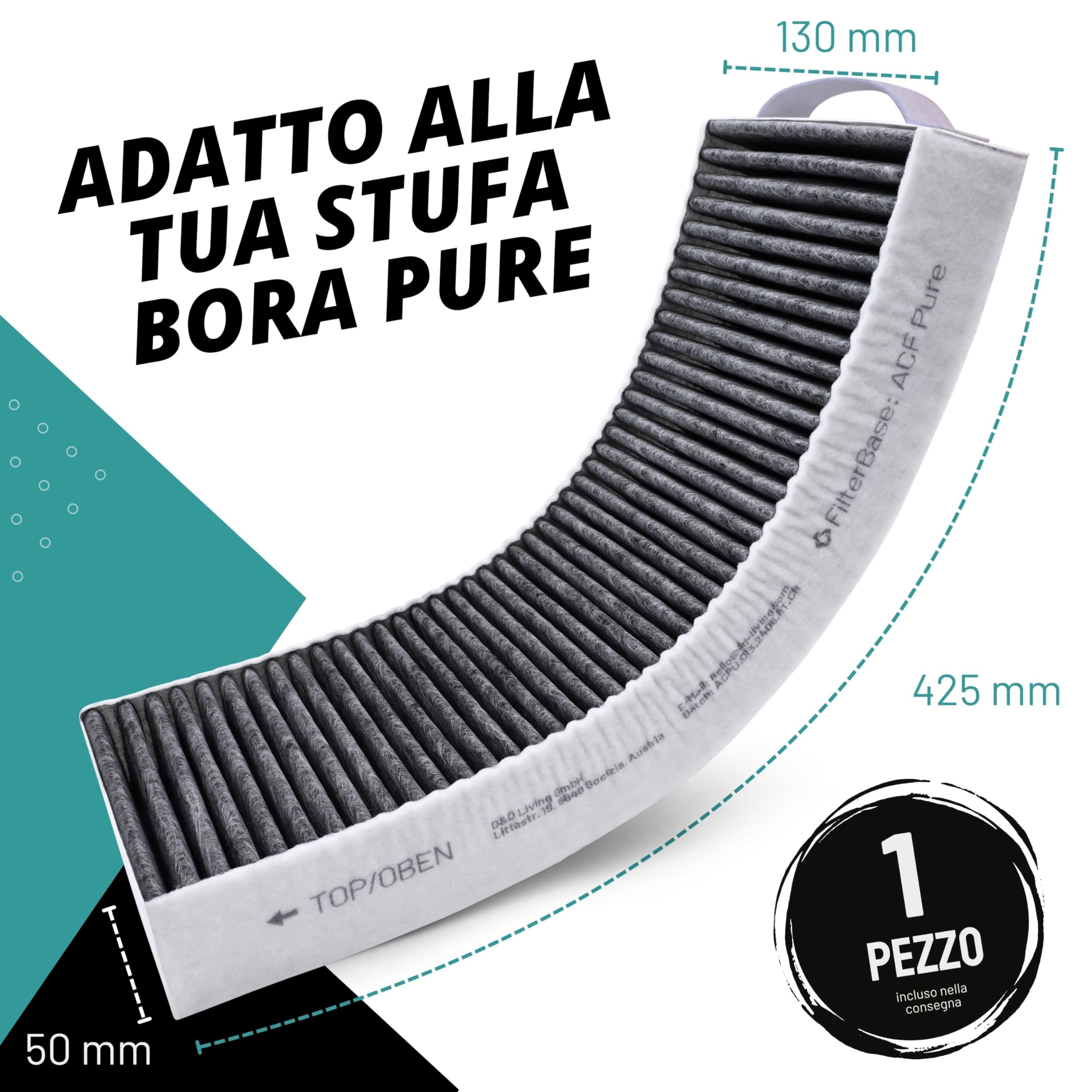 FilterBase® Filtro a carbone attivo compatibile con il filtro Bora Pure PUAKF | Filtro al carbone di alta qualità per la tua piastra di cottura PURU o PUXU con ricircolo d'aria