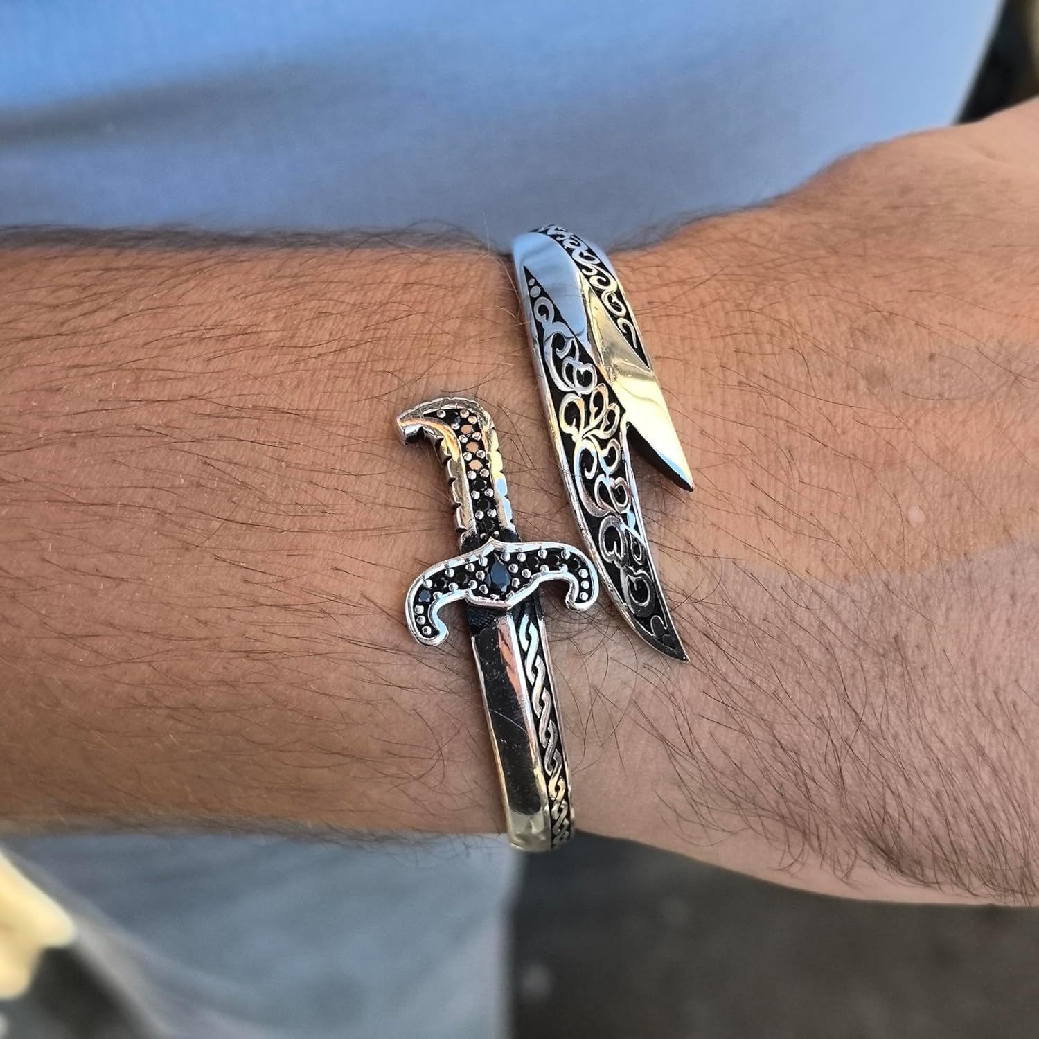 Men Silver Sword Bracelet,Silver Zulfiqar Bracelet, Silver Cuff Warrior Bracelet,Hz. Ali's Zulfiqar Bracelet, Men Gift, 925k Silver