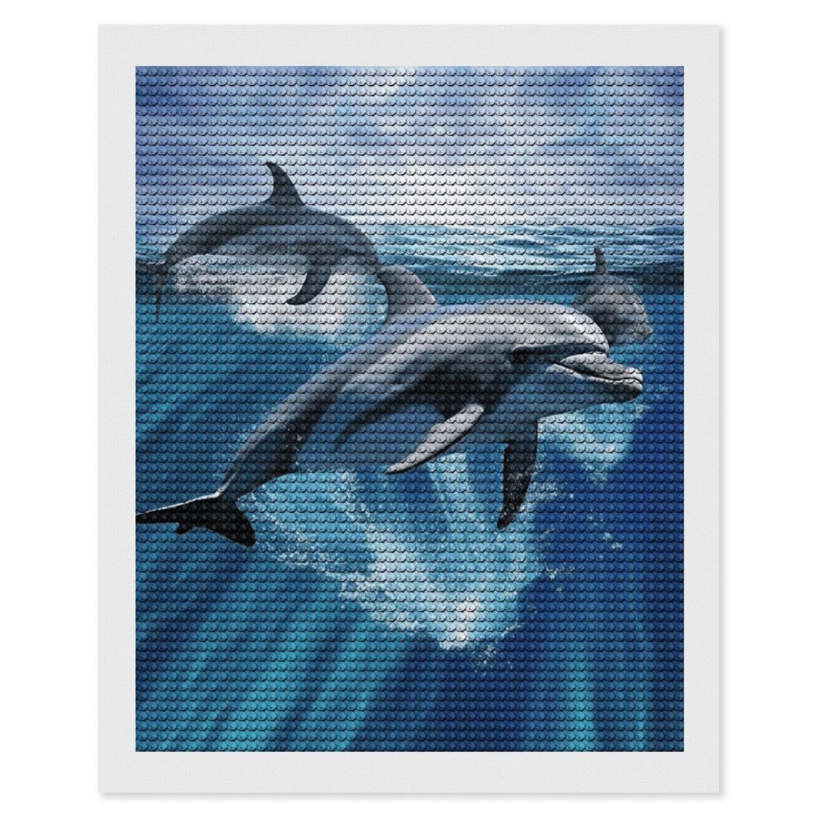 FekiLoot Dolphins Paint by Numbers Kit for Adults Beginner DIY Diamond Dots Paintings Round Full Drill Diamond Art Kits Picture Diamond Art Painting Kits for Home Decor 16"x20"
