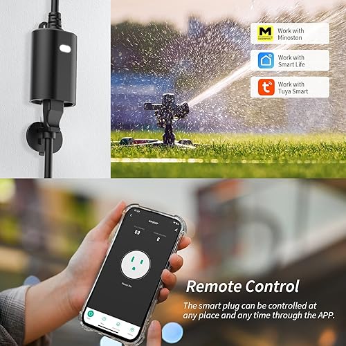 Miniatura 5 de Minoston Monitor de energía con enchufe inteligente, WiFi para exteriores, monitoreo de energía, funciona con Alexa y vida inteligente, enchufe