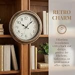 Nicunom 12-Inch Horloge murale rétro, horloges murales anciennes rondes, silencieux non-cliquetant, horloge décorative classique pour la maison salon chambre cuisine Bureau de l'école - Batterie actionnée
