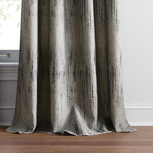 Miniatura 3 de DKNY Basalto Jacquard - Cortinas de oscurecimiento de habitación para sala de estar, par de paneles con ojales, 63 pulgadas, negroplateado