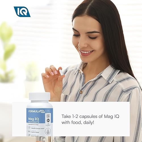 Miniatura 6 de FIQ - Mag IQ Glicinato - Quelato de bisglicinato de magnesio TRAACS - Suplemento de glicinato de magnesio de alta absorción - Sueño, energía diaria