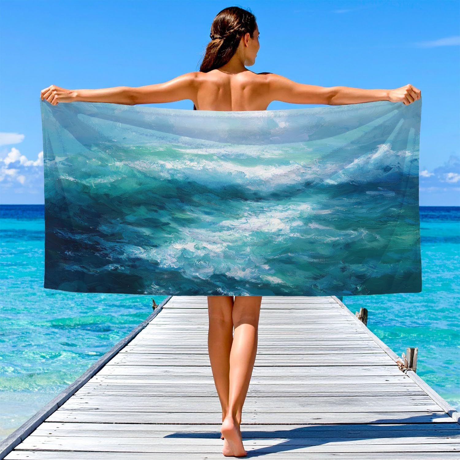 Sanft, Frisch, Warm Strandtuch 230 x 210 cm - Strandtuch trandtuch Leichtdünn Weich Meer, Ozeanlandschaften,für Strand, Pool, Yoga, Picknick