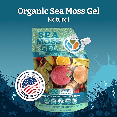 Miniatura 2 de Yemayá Gel orgánico de musgo marino orgánico crudo Gel de masa marina silvestre mejorado con fruta real, apoya la inmunidad, la energía, la