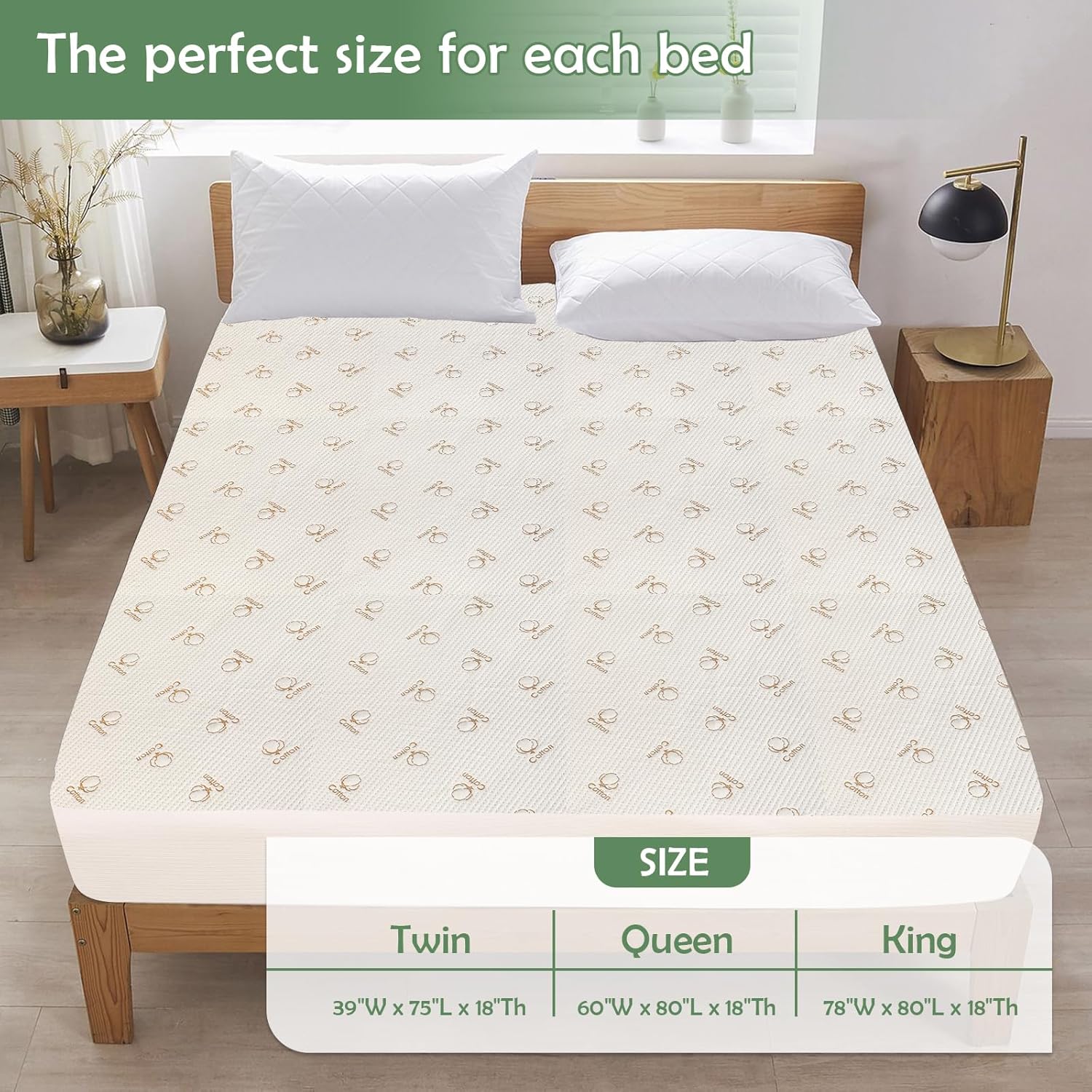 2 Pack Waterproof Mattress Protector Queen, Cotton Breathable Mattress Pad Cover, 200 GSM Comfort, Deep Pocket Fitted Comfort Mattresses Up to 24 in Deep