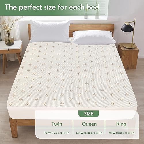 Miniatura 8 de Protector de colchón impermeable tamaño Queen, funda de colchón transpirable de algodón, comodidad de 200 GSM, colchón cómodo ajustable con bolsillo