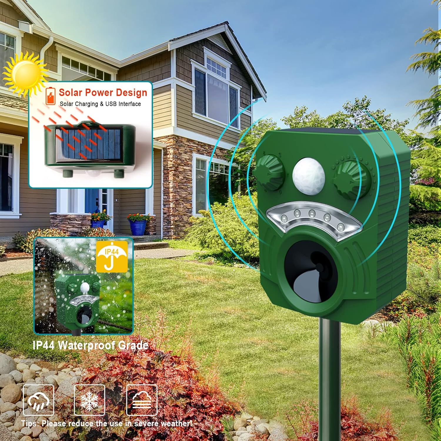 Katzenschreck für Garten (Solarbetrieben, Ultraschall)+ – Bild 3