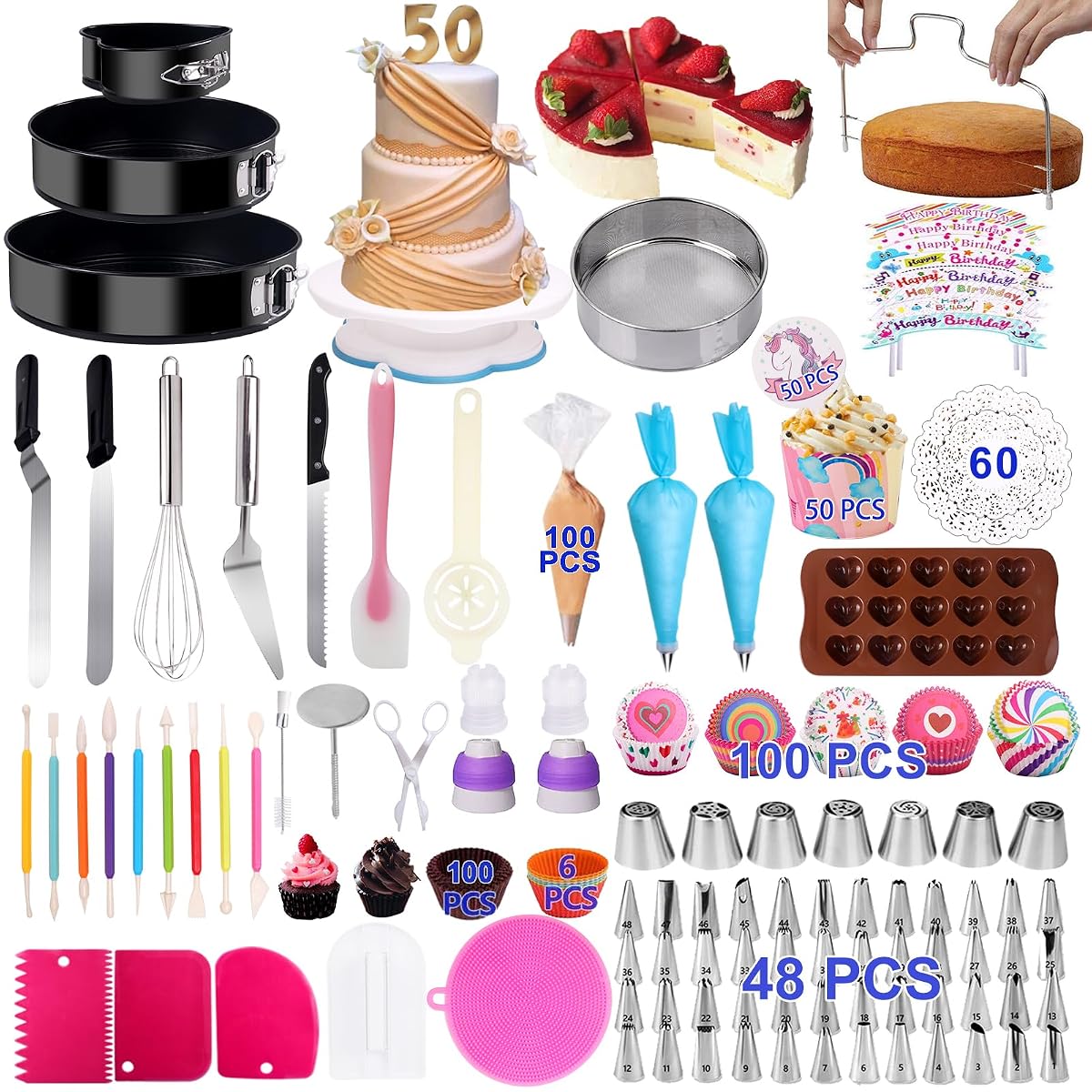 Cake Decorating Supplies 2019 Upgrade 282 PCS Baking Set with Springform Cake