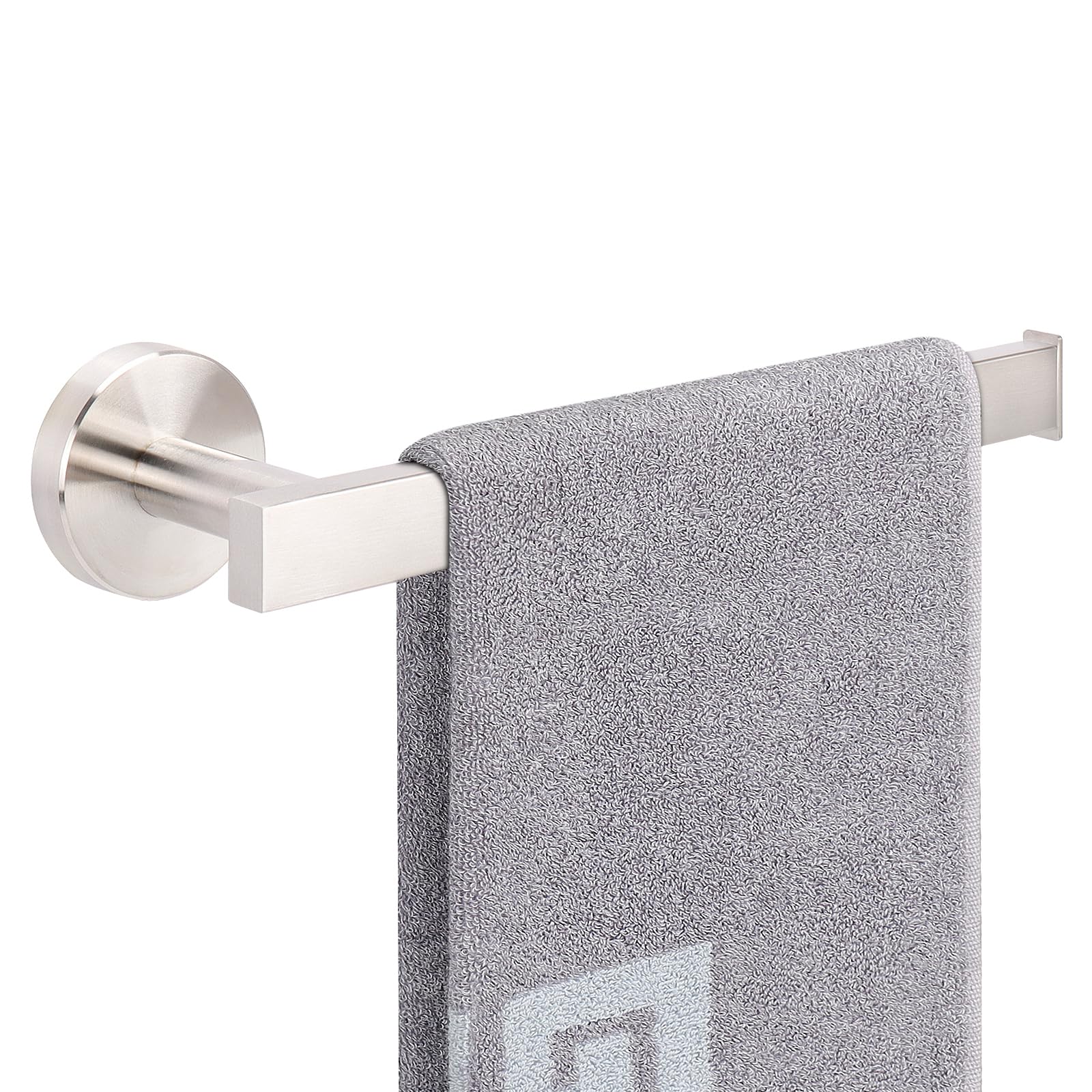 NearMoon Square Hand Towel Holder/Towel Ring, Premium SUS304 Stainless Steel Hand Towel Bar Rustproof Wall Mounted Towel Rack for Bathroom/Kitchen, Contemporary Style Bath Accessory (Brushed Nickel)