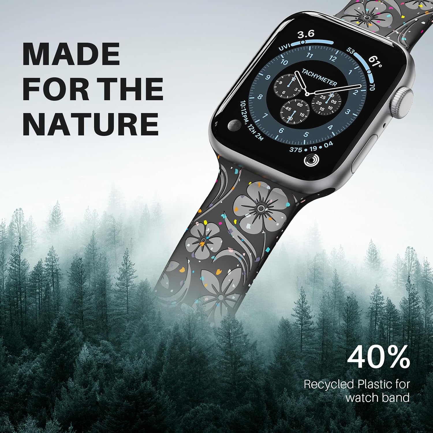 Engraved Band for Apple Watch Band 38mm 40mm 41mm 42mm 44mm 45mm 46mm 49mm Women, Recycled Plastic Band for iWatch Series SE Ultra 10 9 8 7 6 5 4 3 2 image 2
