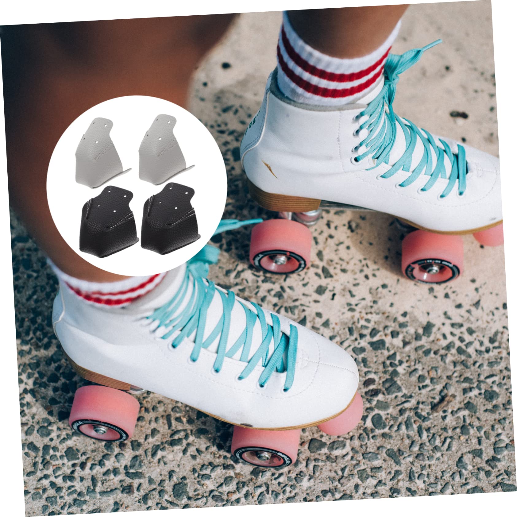 Skate-Stiefel Rollschuh-zehenkappen Zehenkappen Rollschuhe Schlittschuhe Schlittschuh-zehenstopper Skate-Pads Skaterschuhe Rollstiefel Rollen Roller Leder Black