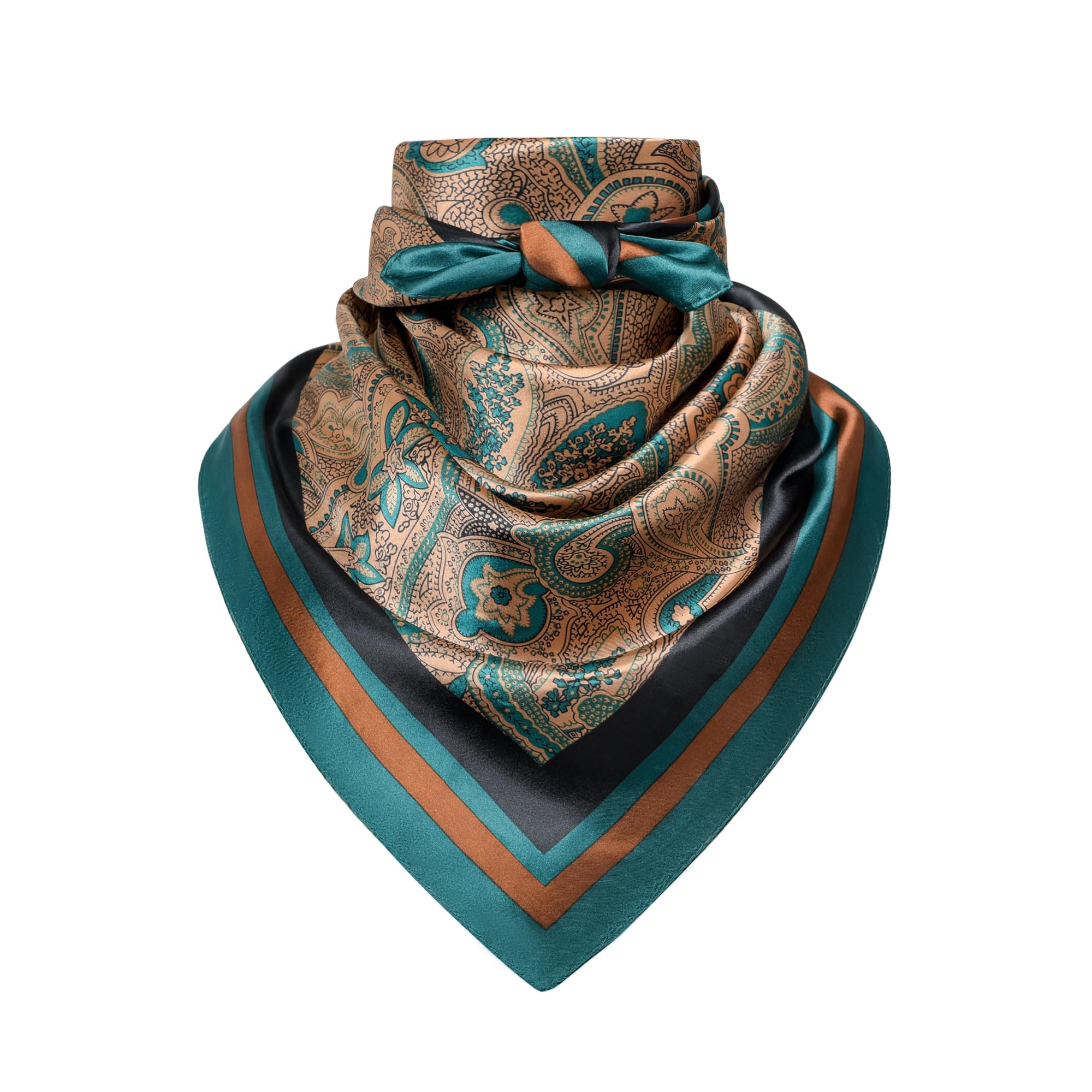 35" Men's Silk Cowboy Scarf - Oversized Western Bandana Neckwear, Large Square Scarf with Gift Packaging