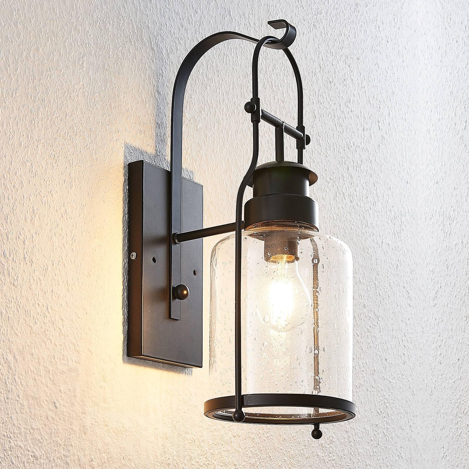 Lindby Wandleuchte, Wandlampe Innen (Laterne) Rozalie (Retro Vintage Antik) in Schwarz aus Metall (1 flammig E27) - Wandstrahler Wandbeleuchtung Schlafzimmer/Wohnzimmer Flurleuchte