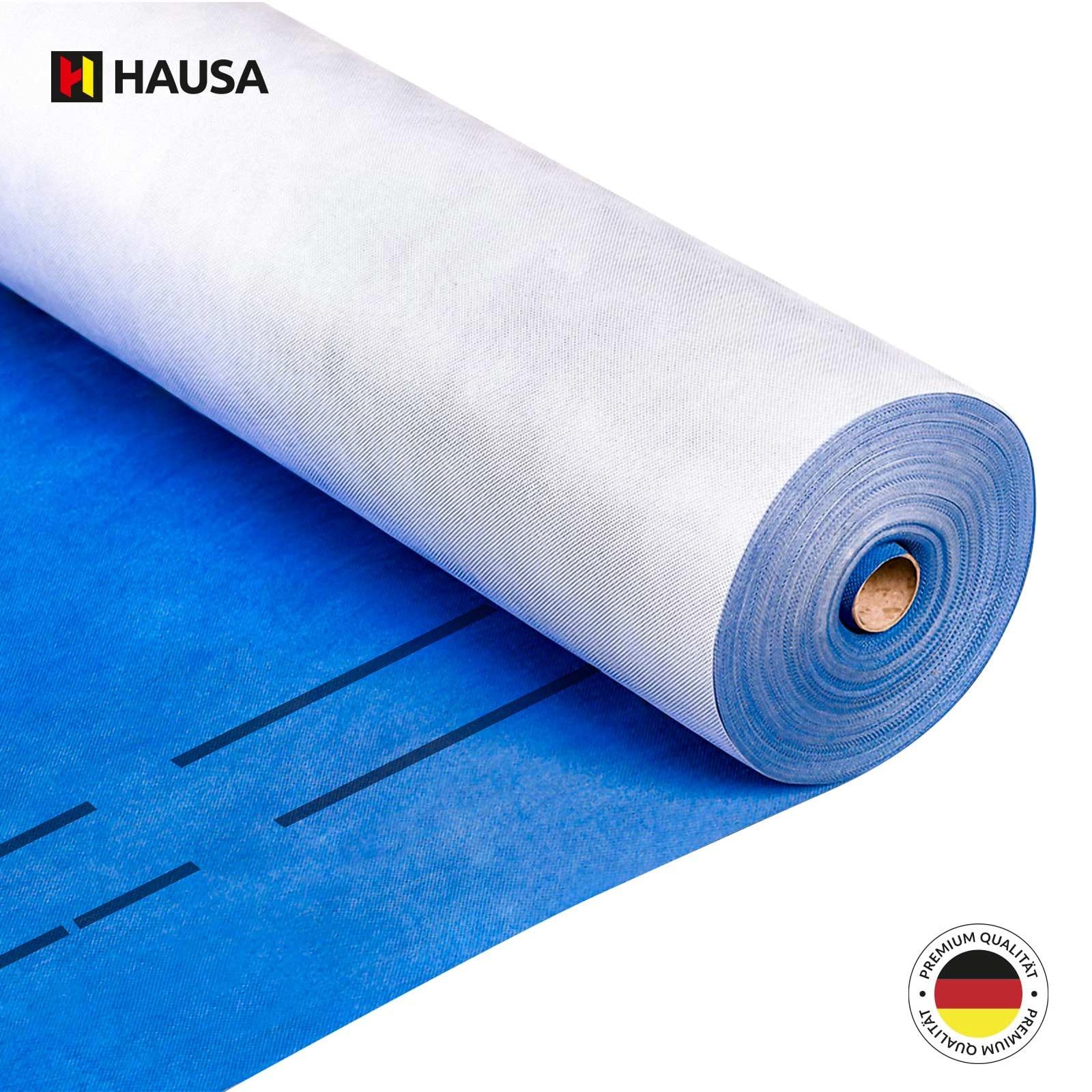 HAUSA Titanium HU200 Membrane de sous-toiture 200g/m² 225m² 3x(1,5mx50m) hautement perméable imperméable résistante aux intempéries au vieillissement indéchirable, avec 2 bandes autocollantes