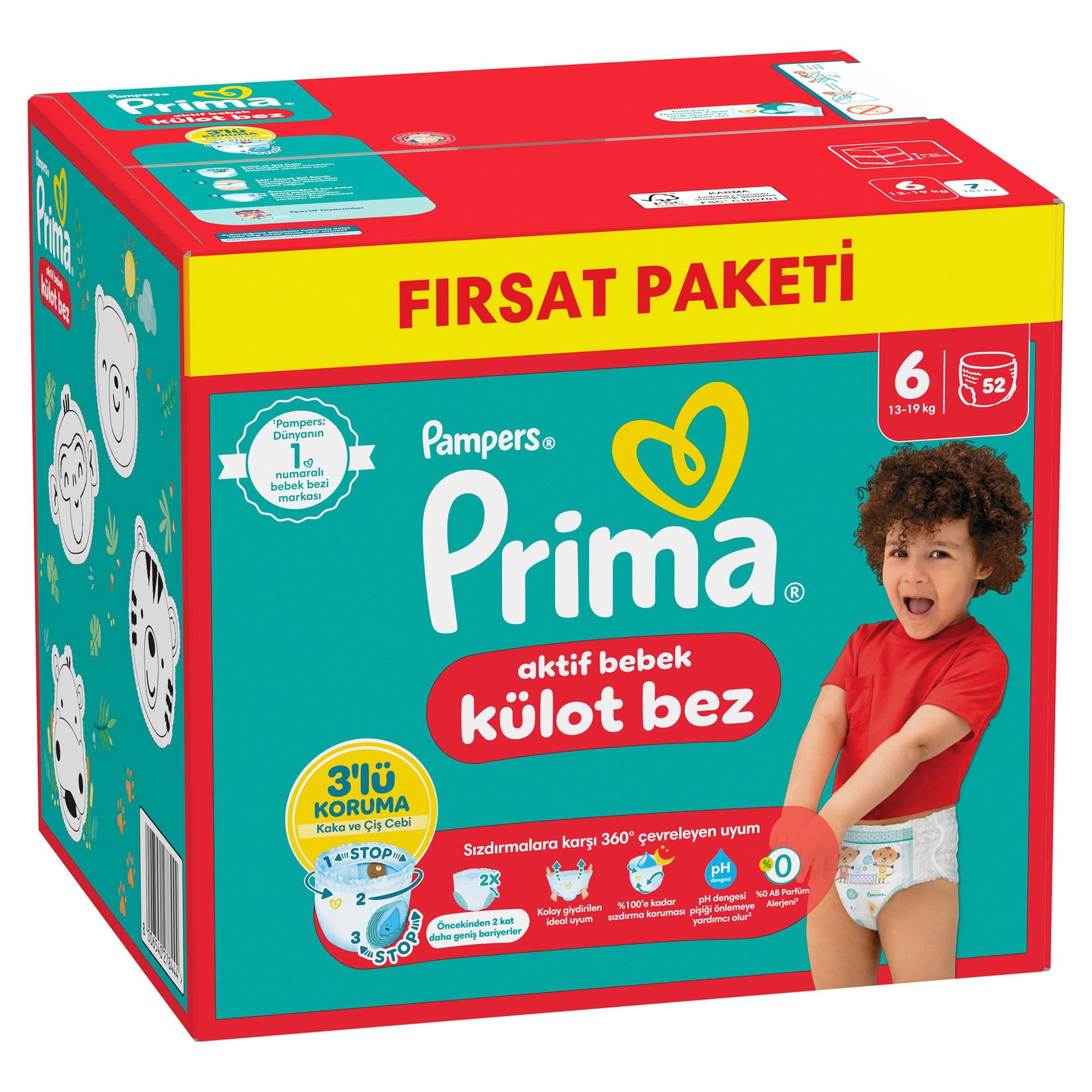 Prima Külot Bebek Bezi 6 Numara 52'li 15+ kg Fırsat Paketi