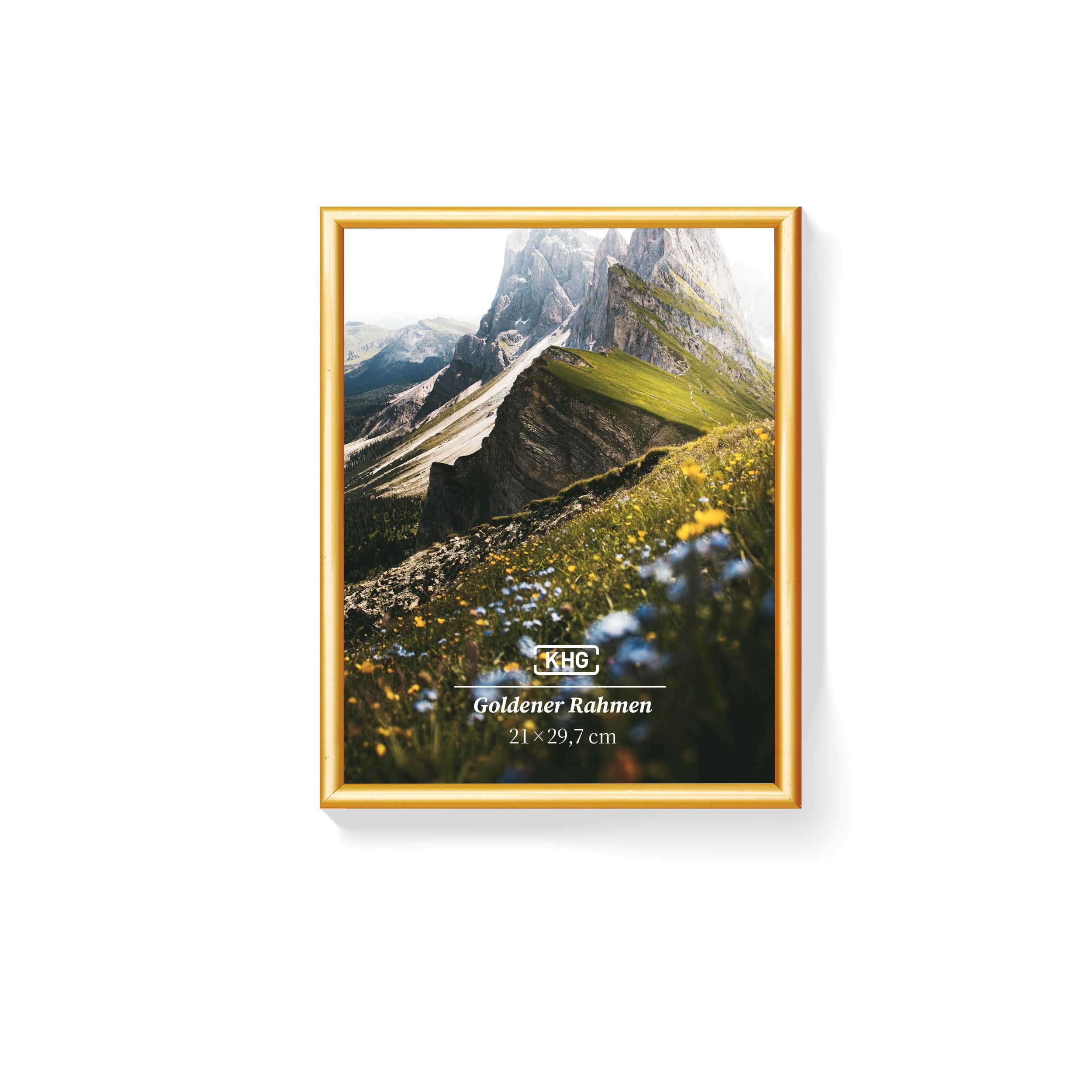 KHG Premium-Bilderrahmen 21x30 cm Gold | Eleganter Bilderrahmen