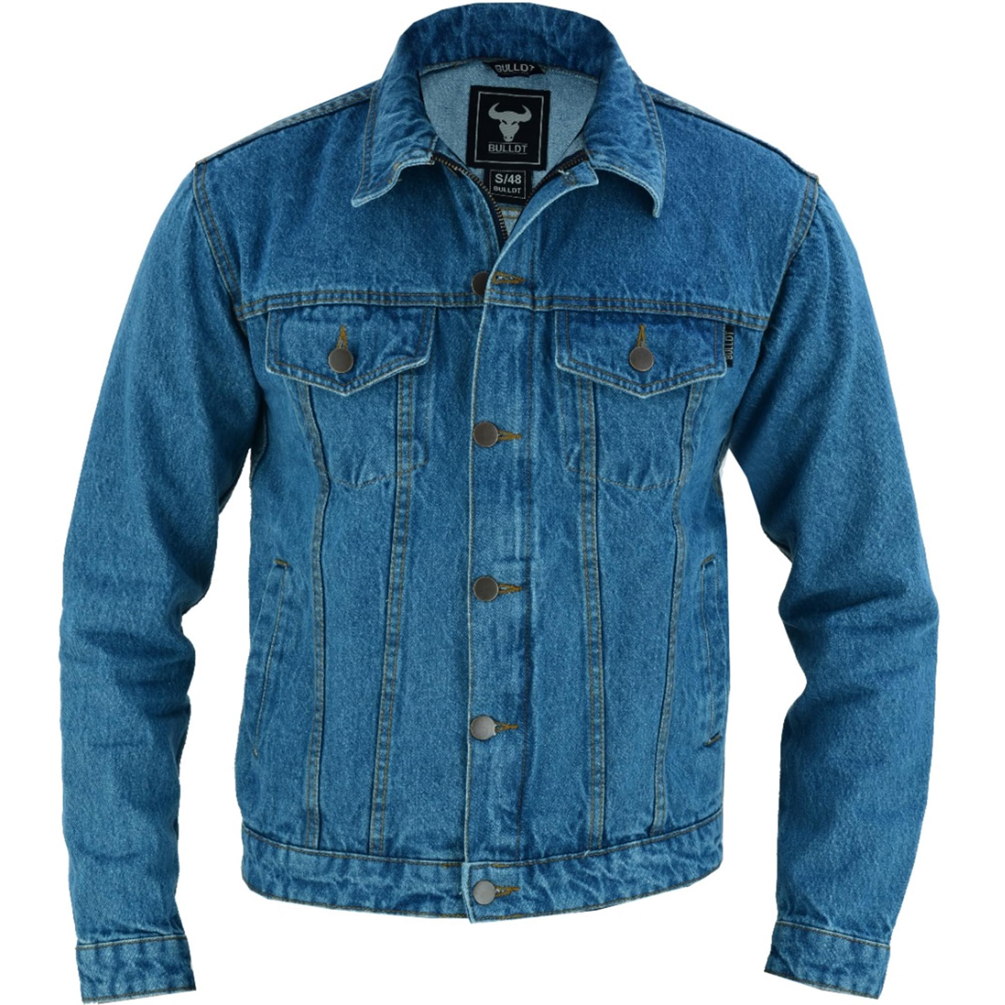 BULLDT Jeansjacke Herren - Truckerjacke Bikerfashion - 100% Baumwolle Vintag - Trucker Jacket 2in1 Knopfverschluss mit YKK-Reißverschluss -