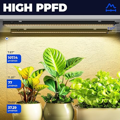 Vista 11 de Barrina Luces de crecimiento T5, espectro completo, 2 pies 80 W (8 x 10 W, equivalente a 500 W), bombillas LED de crecimiento, luces de plantas