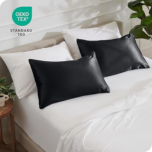 Miniatura 7 de Bare Home Fundas de almohada de satén para cabello y piel, paquete de 2 unidades estándar (20 x 26), fundas de almohada de lujo, cierre de sobre,