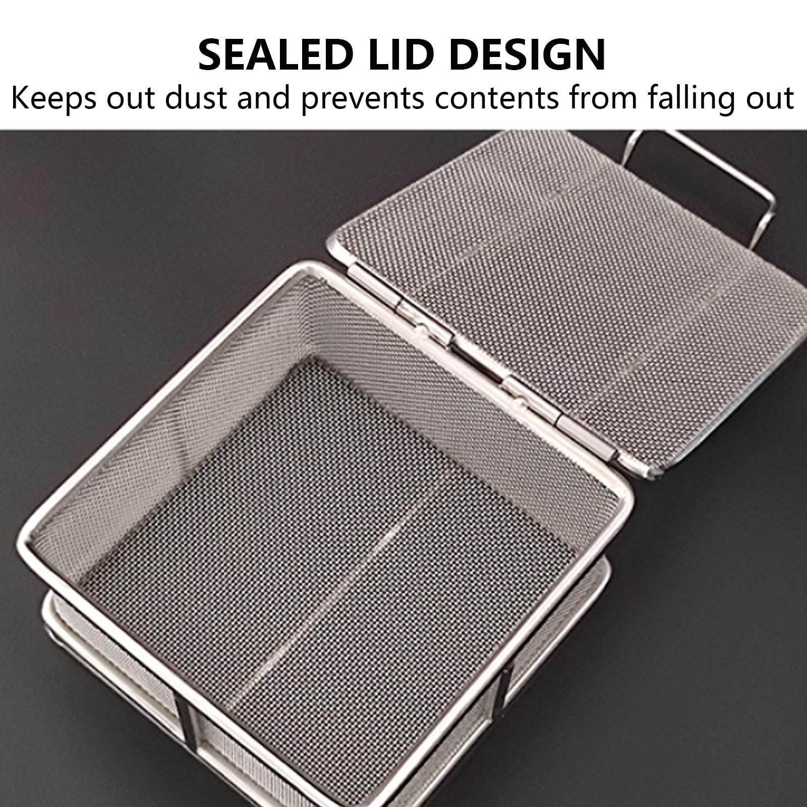 Bandeja de instrumentos para esterilización con tapa, caja reutilizable de acero inoxidable para limpieza de instrumentos quirúrgicos y dentales, 8 x 8 x 5 cm