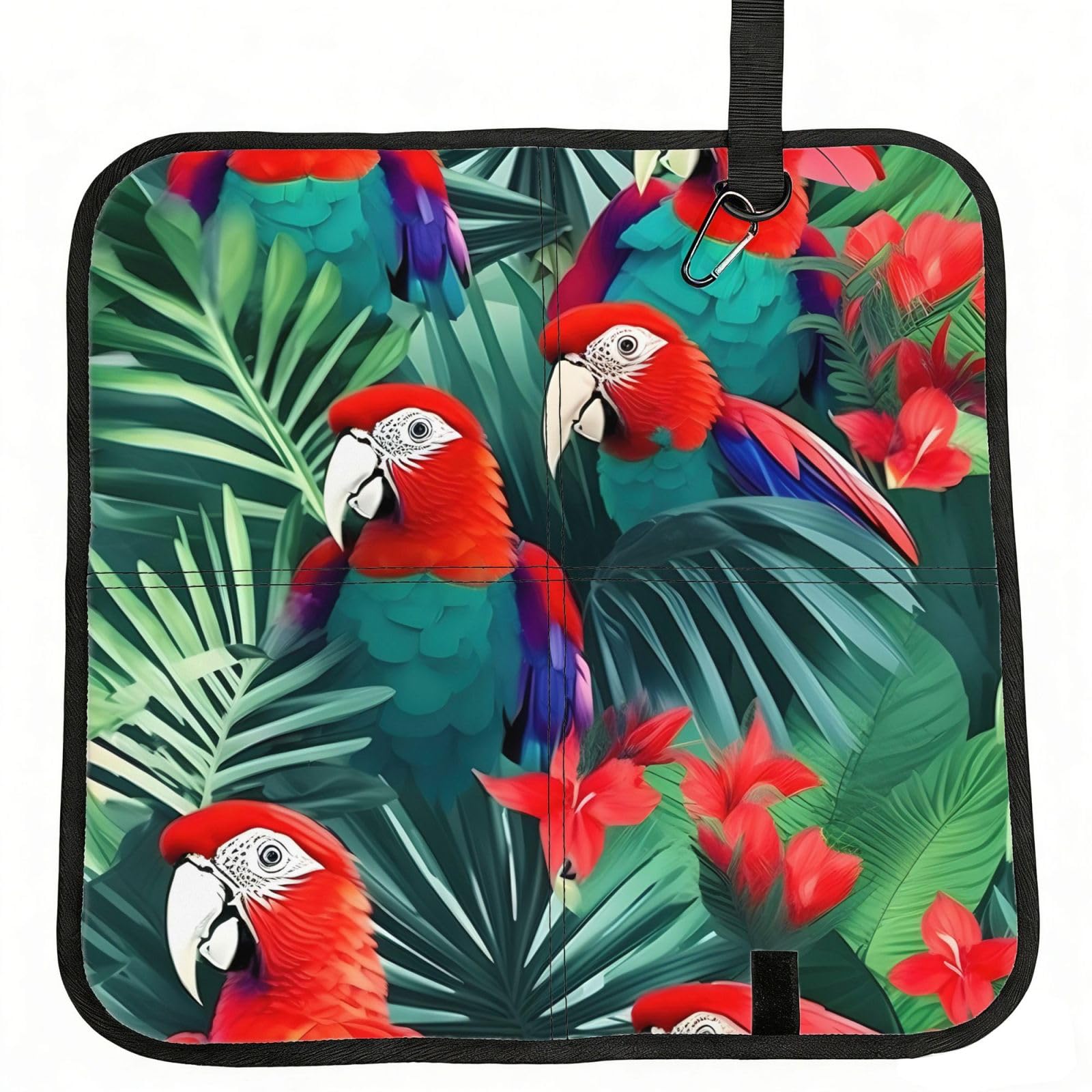 AYYQWE Tropical Flower Parrot Print Foldable Seat Cushion Portable Chair Pad Office Commuting Picnic Camping Outdoor