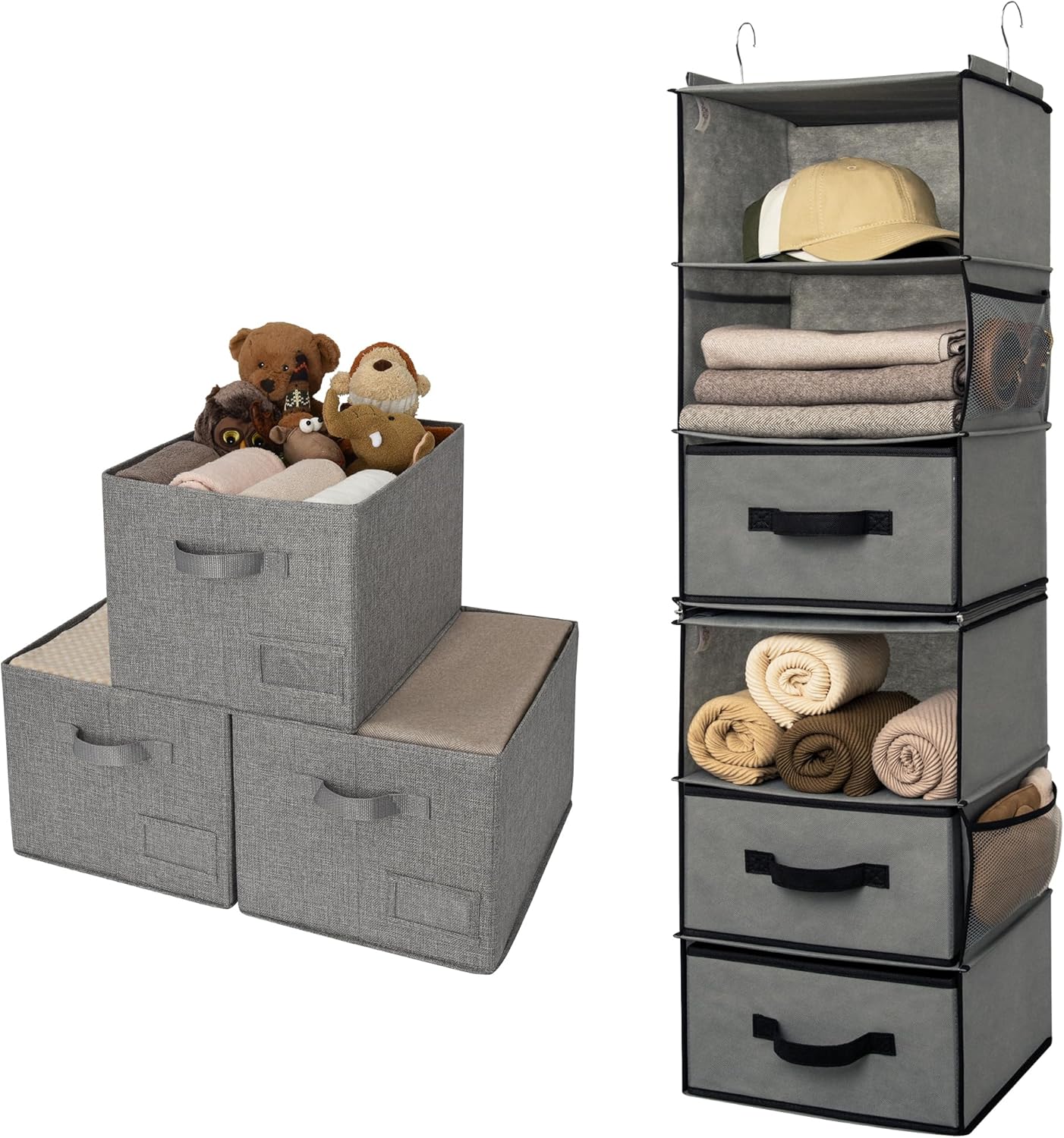 GRANNY SAYS Bundle of 1-Pack Hanging Clothes Storage Organizer & 3-Pack Storage Containers for Organizing