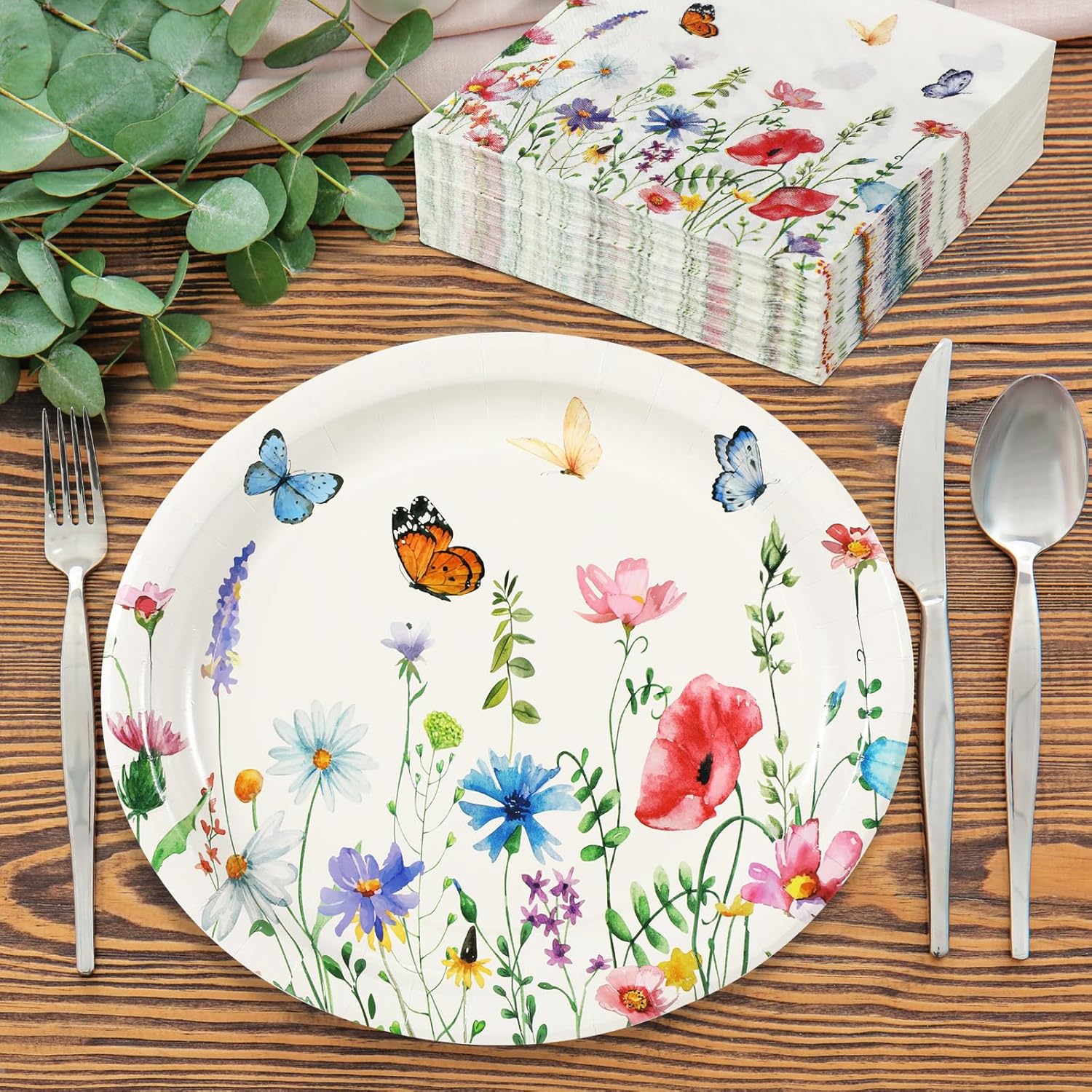 150 Pcs Sunflower Party Supplies, 50 Pcs Sunflower Paper Plates 11 Inch and 100 Pcs Paper Napkins 11 Inches Disposable Plates for Spring Summer Tea Party