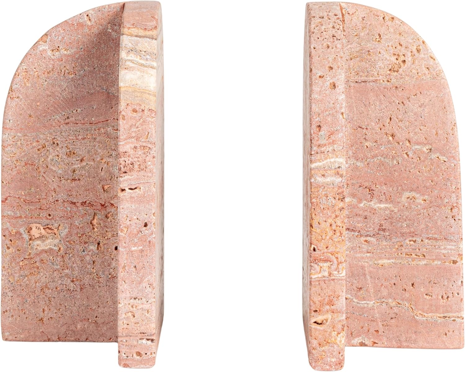 Bloomingville Crimson Archways Travertine Bookends, Red