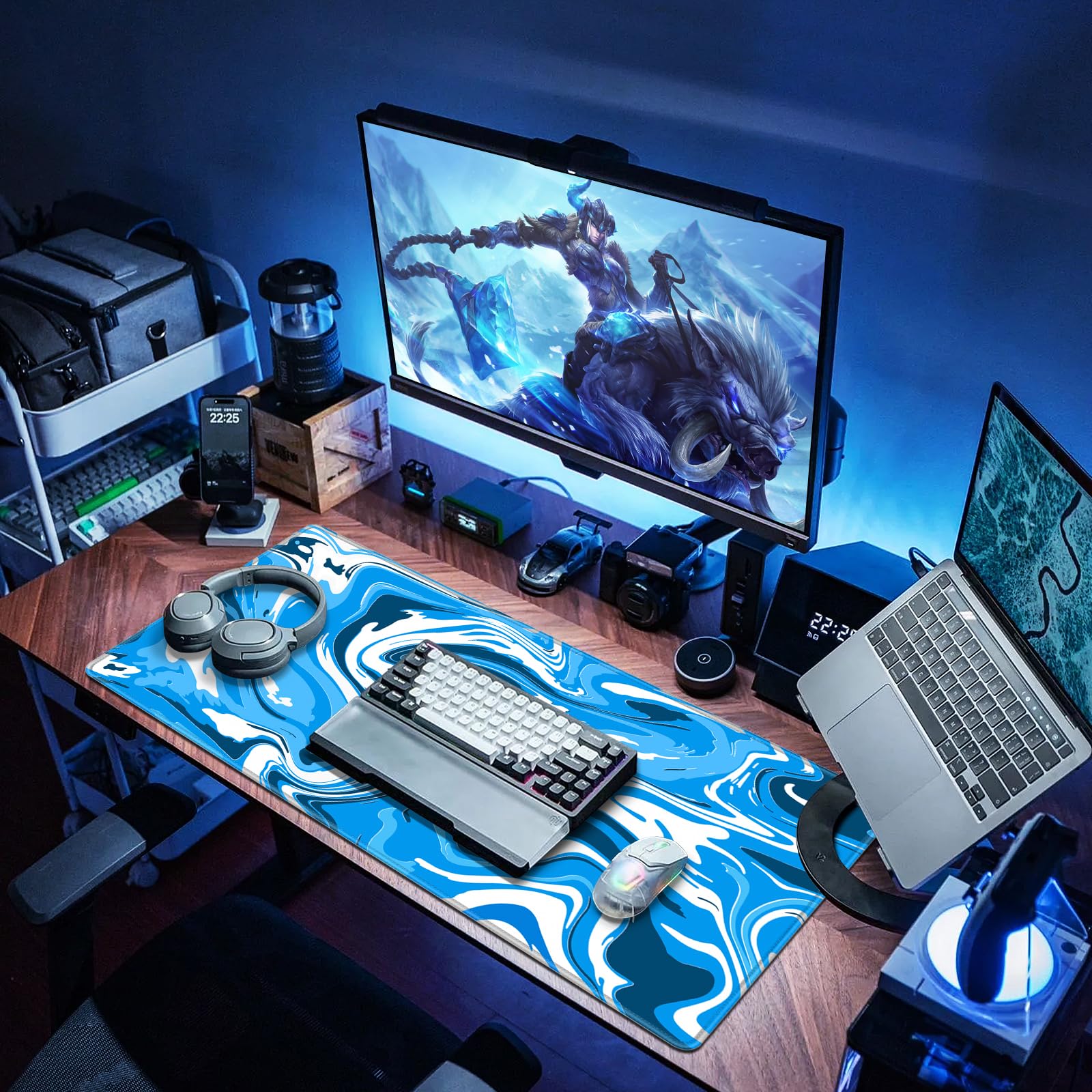 Abetcabe Tappetino per mouse XXL, 900 x 500 x 3 mm, per gaming, grande | Bordi cuciti, impermeabile, antiscivolo, migliora la precisione e la velocità, maggiore presa, movimento libero per il mouse