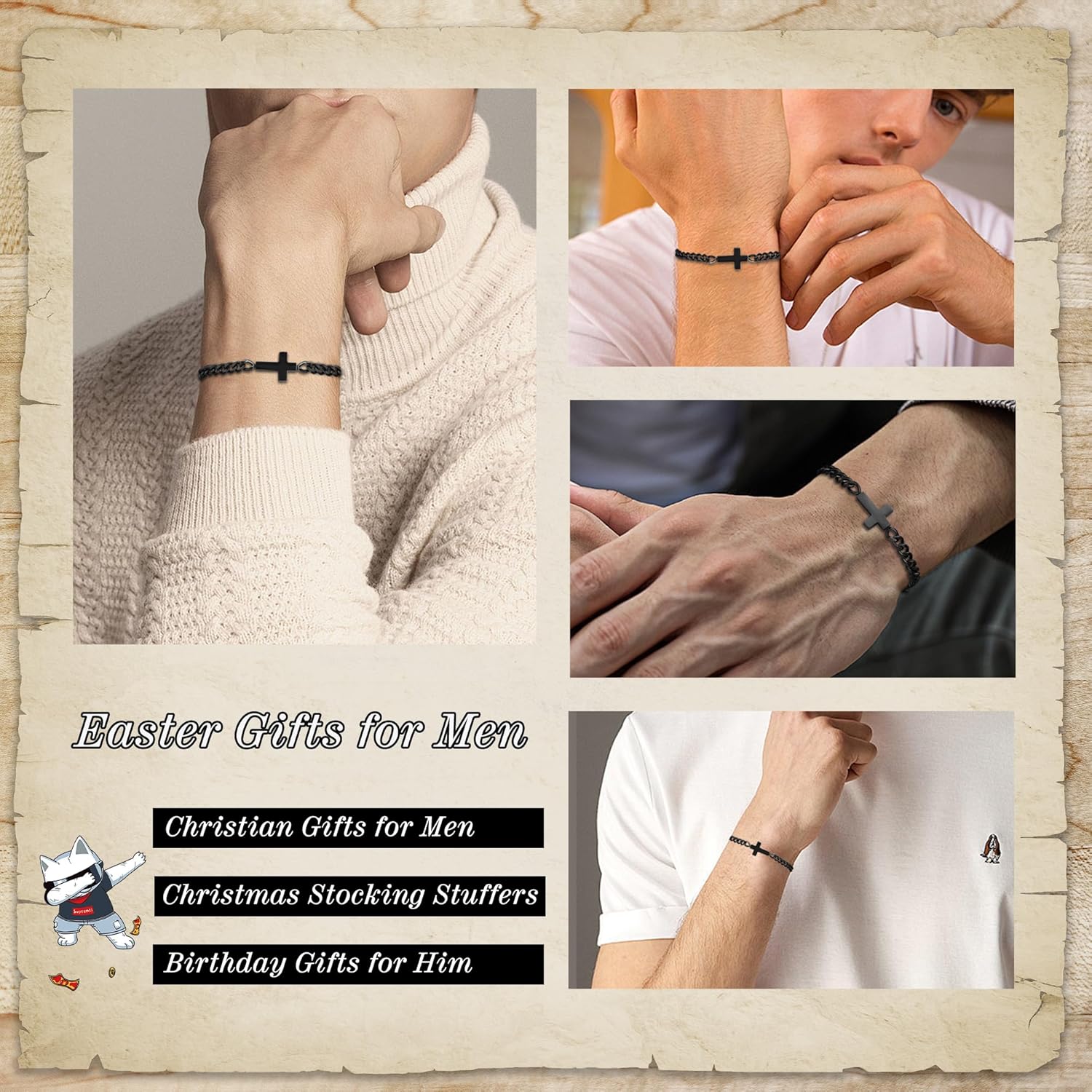 Btysun Cross Bracelet for Men, Easter Basket Stuffers Cuban Link Chain for Men Bible Verse Christian Gifts Religious Catholic Faith Based Gifts Baptism Confirmation Jewelry - Image 6