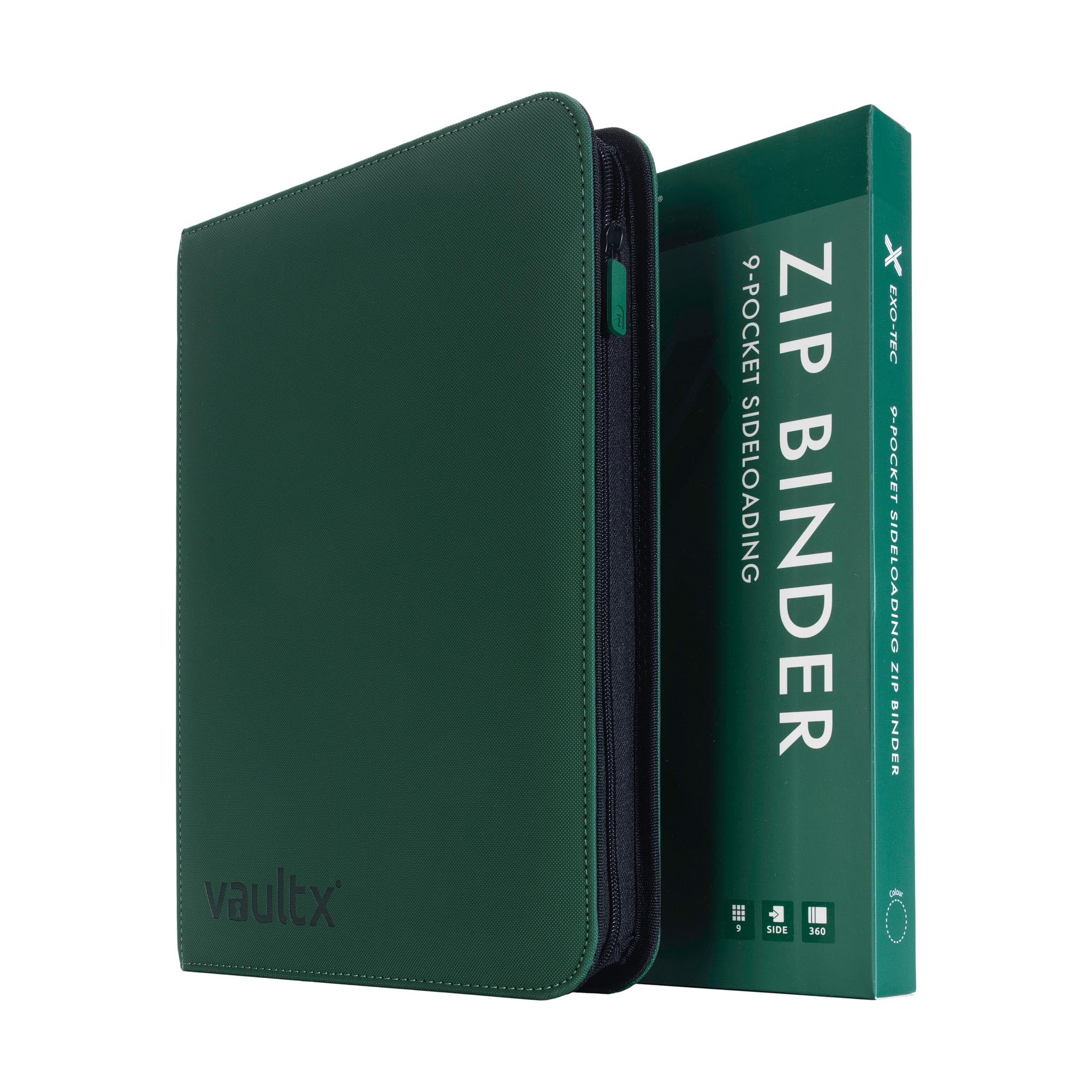 Vault X: Premium 9-Pocket Exo-Tec® Zip Binder - Forest Green :: 20 Pages Album :