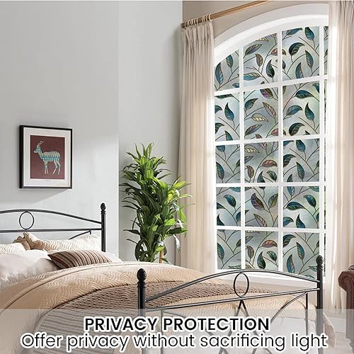 Miniatura 7 de DKTIE Película decorativa de vinilo para ventana de adherencia estática, película de privacidad no adhesiva con kit de instalación, tecnología de