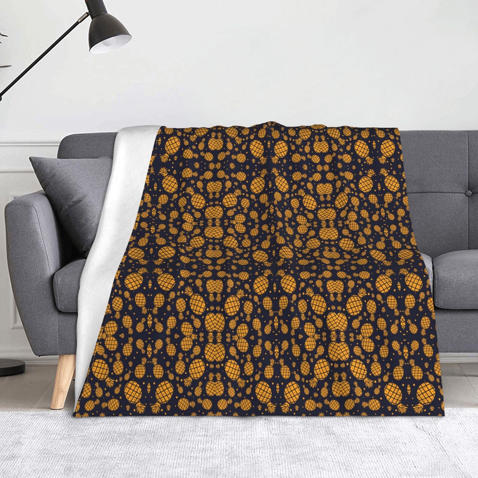Couverture polaire en flanelle CHANGLEI 152x127 cm plaid motif ananas