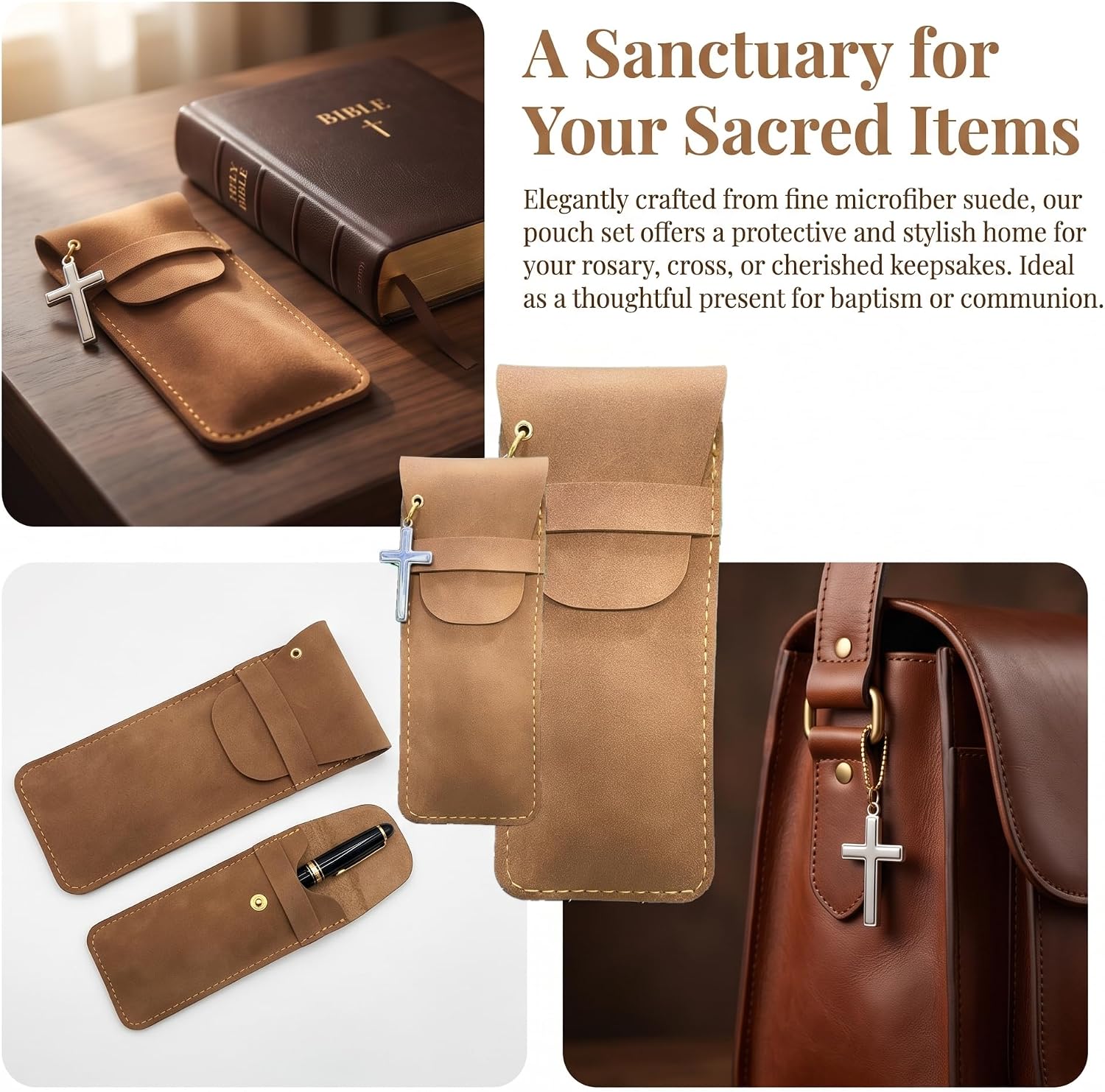 Vintage PU Leather Cross Pen Case - Portable Leather Fountain Pen Pouch Pen Holder image 2