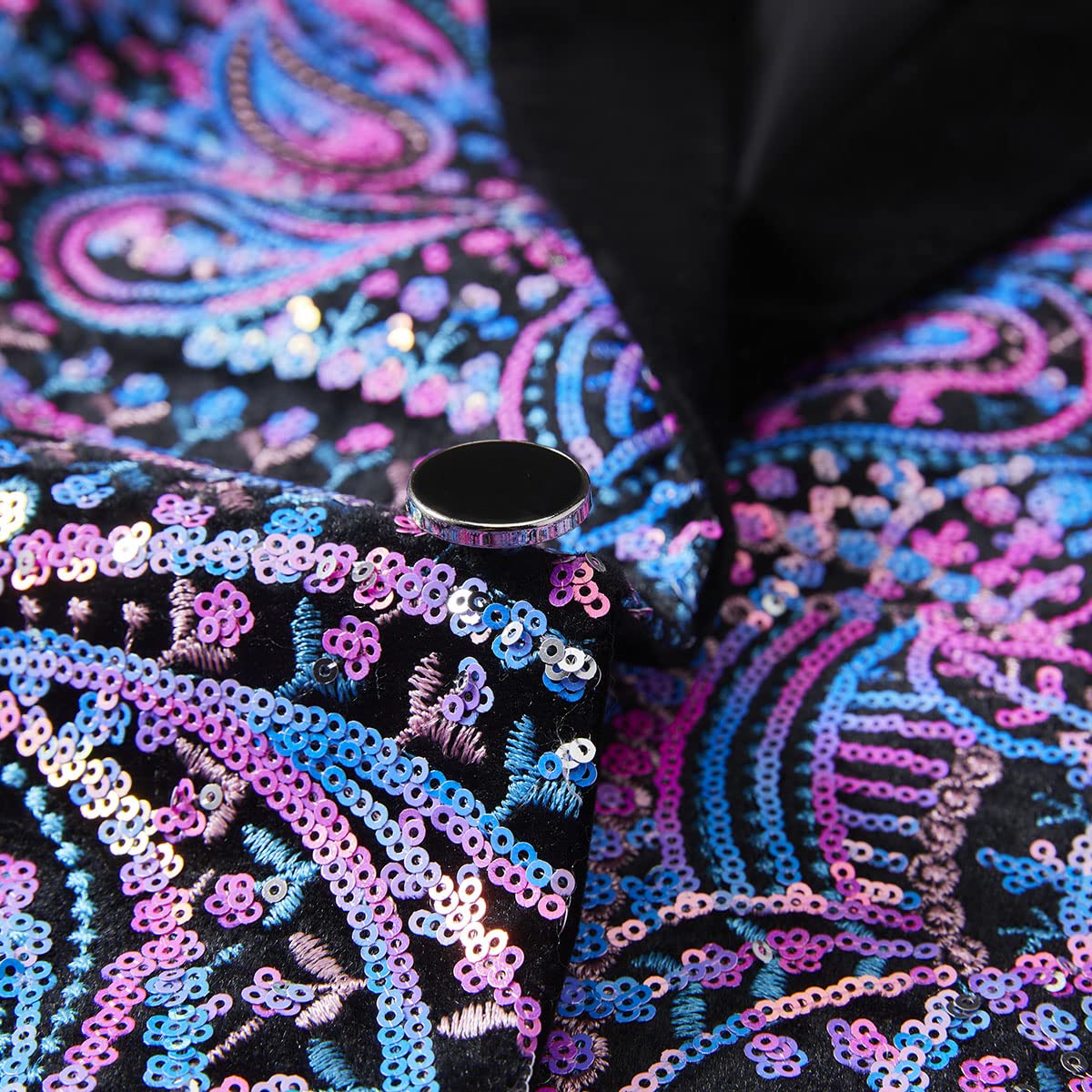 Veste de Costume à Paillettes Brillantes pour Hommes Veste de Costume à Fleurs Classique à la Mode, adaptée aux fêtes, Mariages, banquets, bals