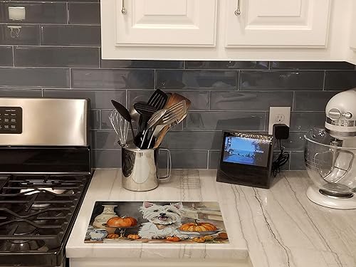 Miniatura 2 de Caroline's Treasures DAC1823LCB Westie Fall Kitchen Calabazas Tabla de cortar de vidrio grande decorativa de vidrio templado Tabla de cortar y