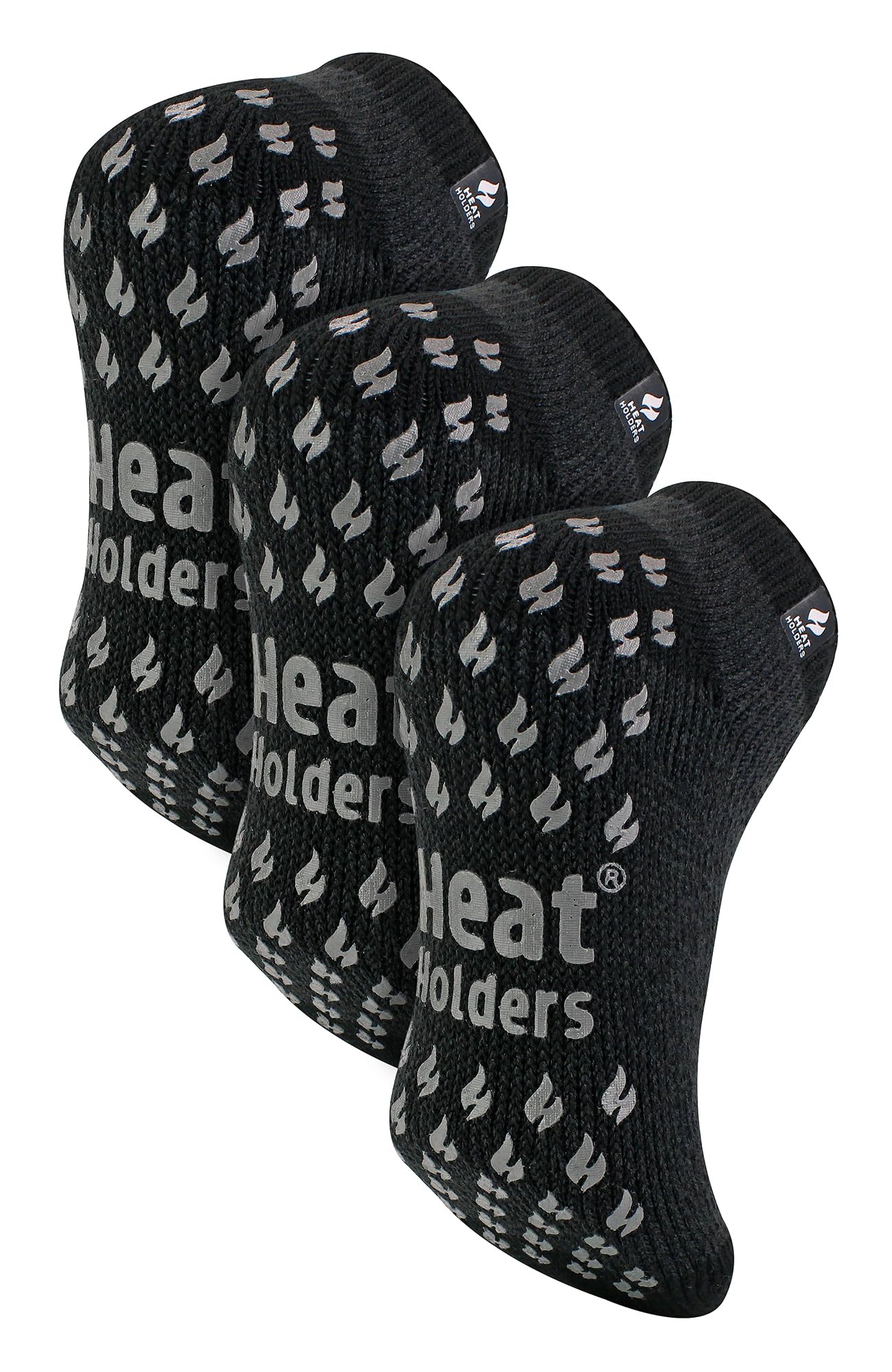 HEAT HOLDERS - 3 Pair Multipack Mens Low Cut Ankle Thermal Slipper Socks for Winter (6-11, Charcoal)