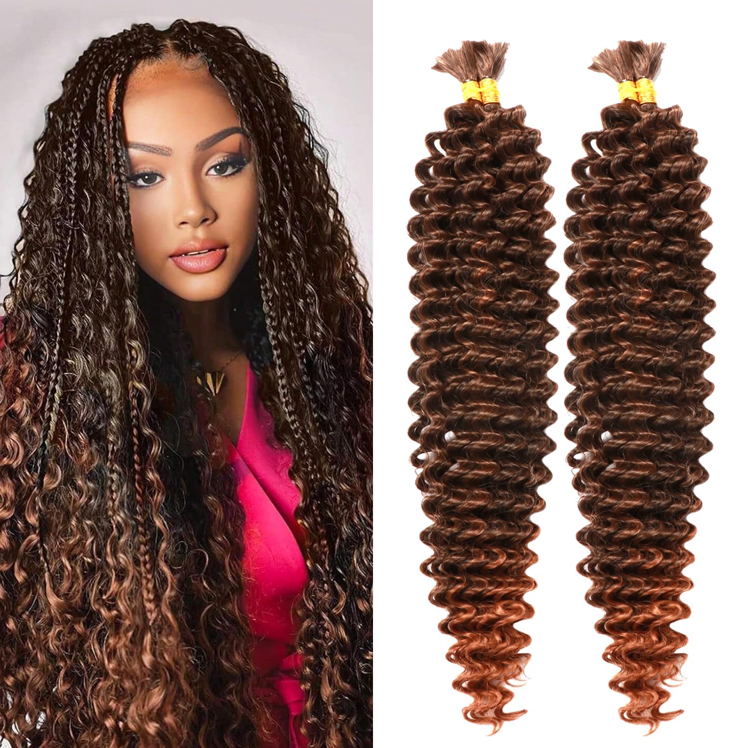Seimainurs Deep Wave Crochet Hair Long Curly Braiding Hair for Boho Braids Ocean Wave Braiding Hair for Black Women (T1B/30